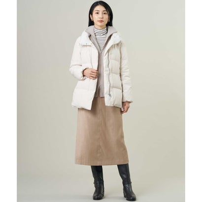 【WEB限定カラーあり・シーンレスに活躍・2way】タフタダウン ミドル丈 コート （ブラック系）｜詳細画像
