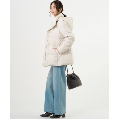 【WEB限定カラーあり・シーンレスに活躍・2way】タフタダウン ミドル丈 コート （ブラック系）｜詳細画像