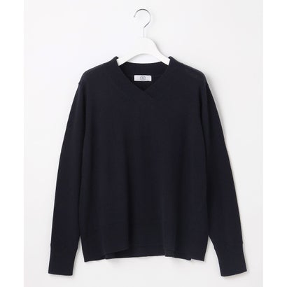 SOFT TOUCH WOOL Vネック ニット （ブラッドオレンジ×ベージュ系）｜詳細画像