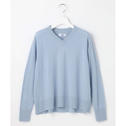 SOFT TOUCH WOOL Vネック ニット （ベージュ×ブラッドオレンジ系）｜詳細画像