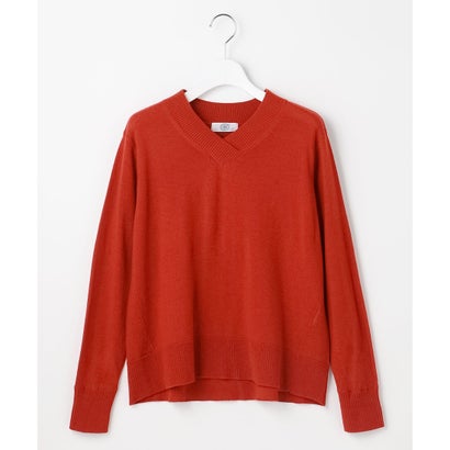 SOFT TOUCH WOOL Vネック ニット （ネイビー×イエロー系）｜詳細画像
