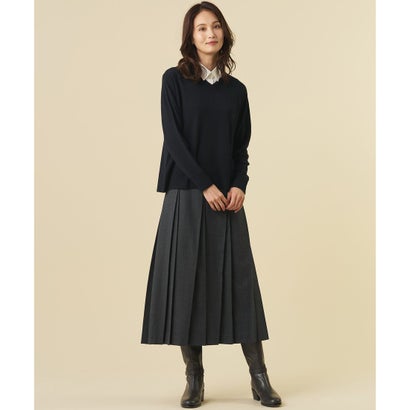 SOFT TOUCH WOOL Vネック ニット （ネイビー×イエロー系）｜詳細画像