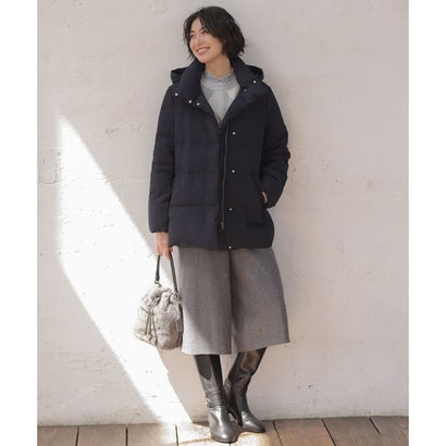 J.PRESS LADIES 【シーンレスに活躍・2way】ハウンドトゥース ミドル丈 ダウン コート （ネイビー千鳥系）｜詳細画像