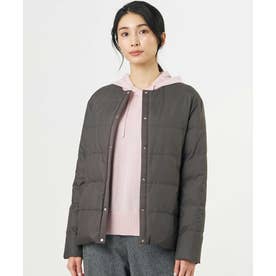 【シーンレスに活躍】ライトダウン ノーカラー ジャケット （モカグレー系）
