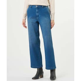 裏起毛ストレッチ デニム ワイド パンツ （ユーズド系）