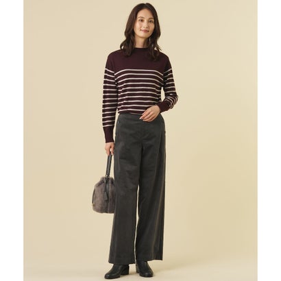 J.PRESS LADIES SOFT TOUCH WOOL ボーダー ニット （ベージュ×ダークブラウン系）｜詳細画像