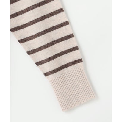 SOFT TOUCH WOOL ボーダー ニット （ベージュ×ダークブラウン系）｜詳細画像
