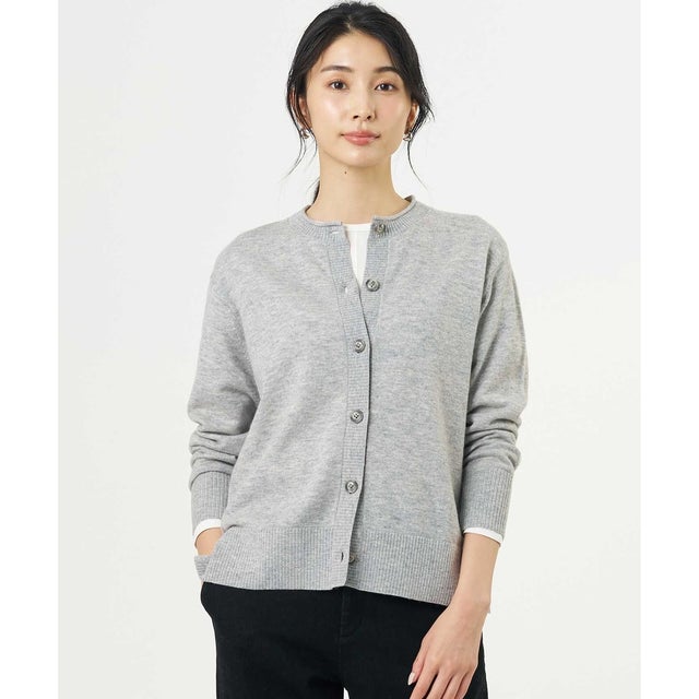 【人気素材・WEB限定カラーあり】CASHMERE BLEND クルーネック ニット カーディガン （ライトグレー系）