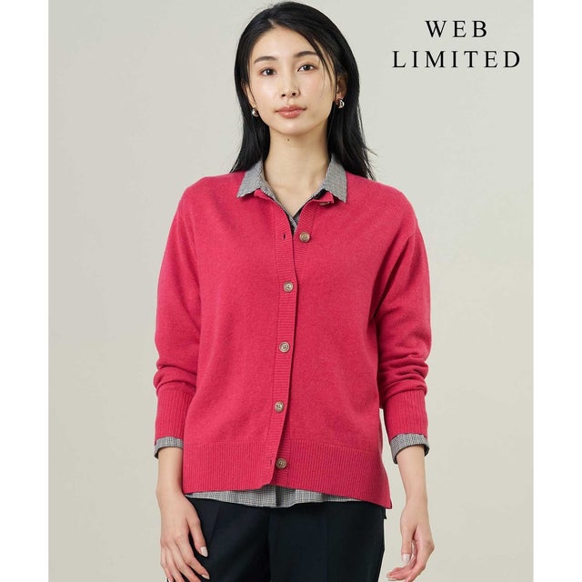 【人気素材・WEB限定カラーあり】CASHMERE BLEND クルーネック ニット カーディガン （【WEB限定】ローズピンク系）