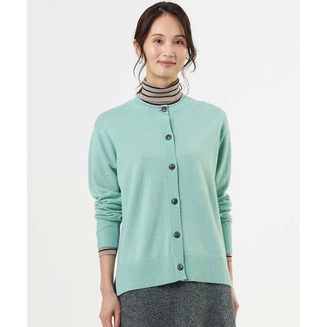 【人気素材・WEB限定カラーあり】CASHMERE BLEND クルーネック ニット カーディガン （ミント系）