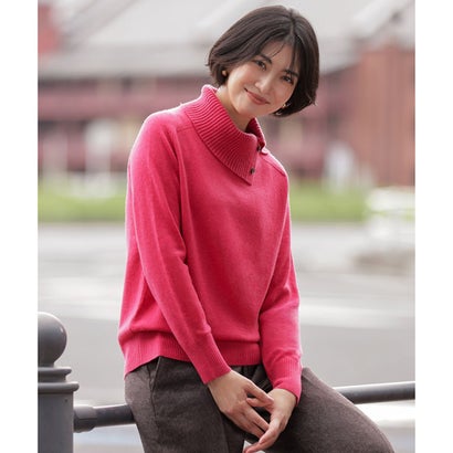 J.PRESS LADIES 【人気素材・WEB限定カラーあり】CASHMERE BLEND 襟付き ニット （ローズピンク系）｜詳細画像