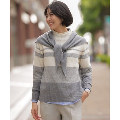 【プラスワンアイテムに・WEB限定カラーあり】NZW CASHMERE BLEND ニット スカーフ （ライトグレー系）｜詳細画像