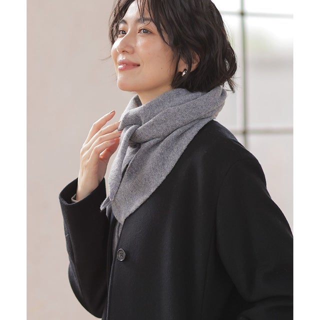 【プラスワンアイテムに・WEB限定カラーあり】NZW CASHMERE BLEND ニット スカーフ （ライトグレー系）