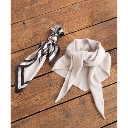 【プラスワンアイテムに・WEB限定カラーあり】NZW CASHMERE BLEND ニット スカーフ （ベージュ系）｜詳細画像