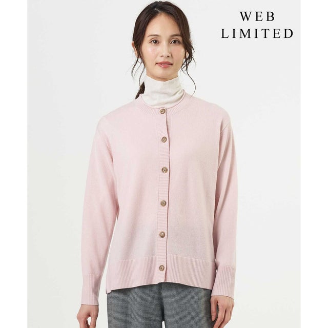 【人気素材・WEB限定カラーあり】CASHMERE BLEND クルーネック ニット カーディガン （【WEB限定】ピンク系）