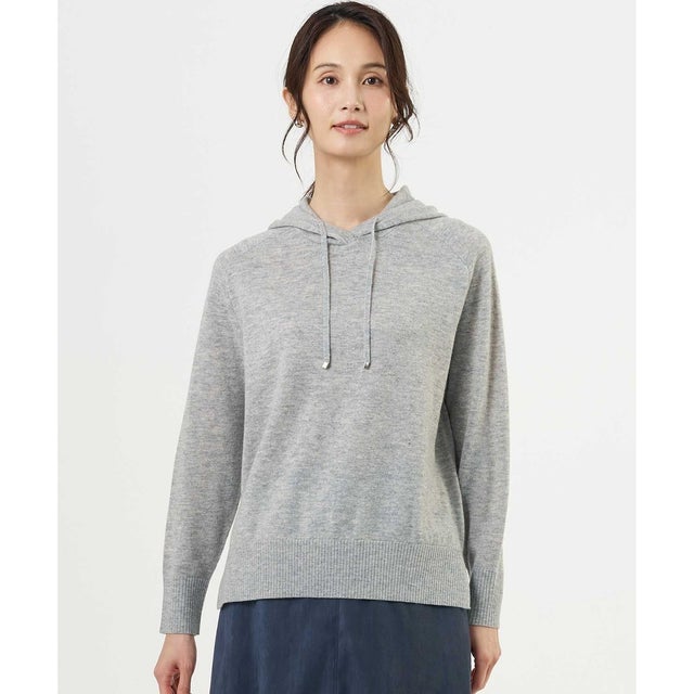 【人気素材・WEB限定カラーあり】CASHMERE BLEND ニット パーカー （ライトグレー系）