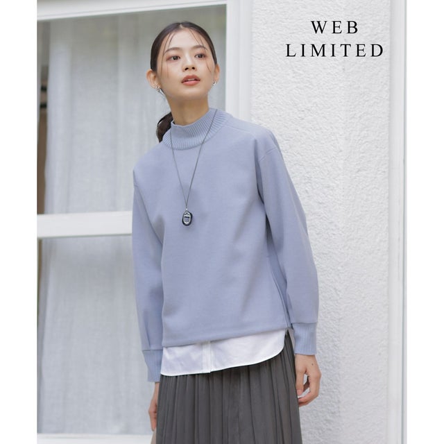 【WEB限定カラーあり】ニードルパンチ カットソー （【WEB限定】サックス系）