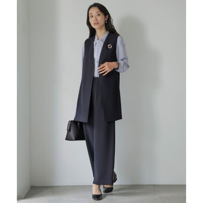 J.PRESS LADIES L 【セットアップ対応】セラテリーダブルクロス セミワイド パンツ （ネイビー系）｜詳細画像