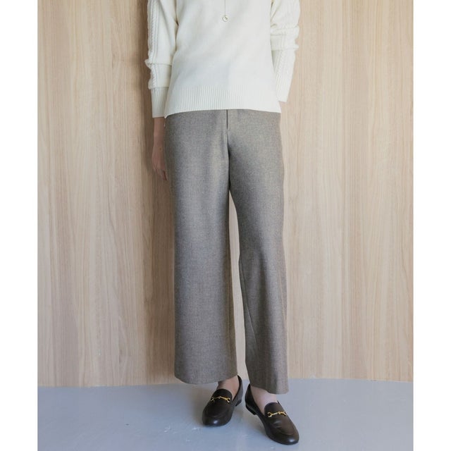 【洗える】チェルビック セミワイド パンツ （グレー系）