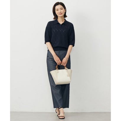 J.PRESS LADIES L 【洗える・防シワ・速乾】ツイルシャンブレー ワイド パンツ （ネイビーシャンブレー系）｜詳細画像