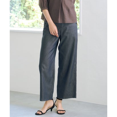 J.PRESS LADIES L 【洗える・防シワ・速乾】ツイルシャンブレー ワイド パンツ （ネイビーシャンブレー系）｜詳細画像