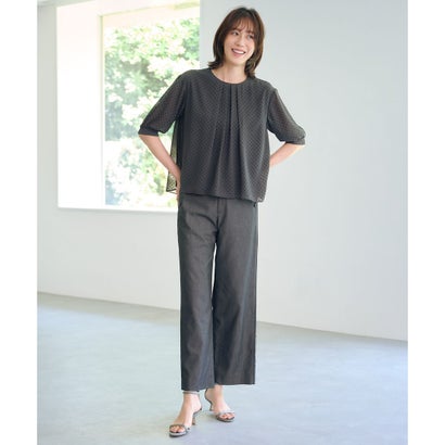 J.PRESS LADIES L 【洗える・防シワ・速乾】ツイルシャンブレー ワイド パンツ （ネイビーシャンブレー系）｜詳細画像