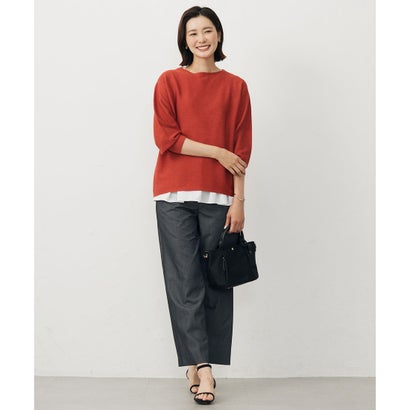 J.PRESS LADIES L 【洗える・防シワ・速乾】ツイルシャンブレー ワイド パンツ （ネイビーシャンブレー系）｜詳細画像