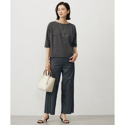 J.PRESS LADIES L 【洗える・防シワ・速乾】ツイルシャンブレー ワイド パンツ （ネイビーシャンブレー系）｜詳細画像