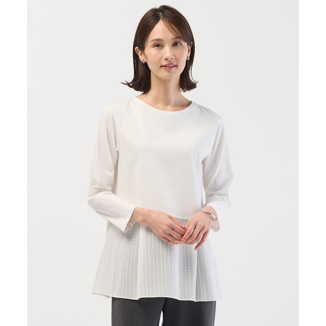 【WEB限定カラーあり】レイヤードフレア カットソー （ホワイト系）