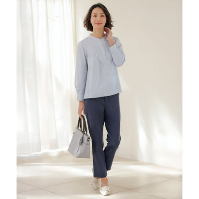 J.PRESS LADIES L 【WEB限定カラーあり】コンパクトエステネージュ スキッパー ブラウス （【WEB限定】サックスストライプ系2）｜詳細画像