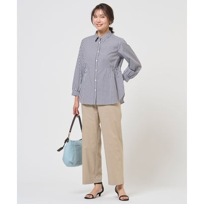 J.PRESS LADIES L 【WEB限定カラーあり】コンパクトエステネージュ シャーリング シャツ ブラウス （サックスストライプ系1）｜詳細画像
