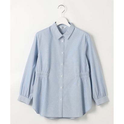 J.PRESS LADIES L 【WEB限定カラーあり】コンパクトエステネージュ シャーリング シャツ ブラウス （サックスストライプ系1）｜詳細画像