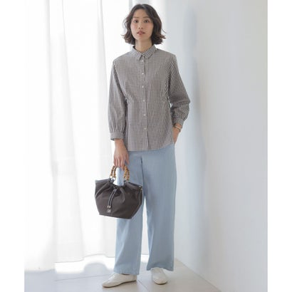 J.PRESS LADIES L 【WEB限定カラーあり】コンパクトエステネージュ シャーリング シャツ ブラウス （サックスストライプ系1）｜詳細画像
