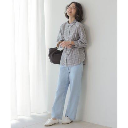 J.PRESS LADIES L 【WEB限定カラーあり】コンパクトエステネージュ シャーリング シャツ ブラウス （サックスストライプ系1）｜詳細画像