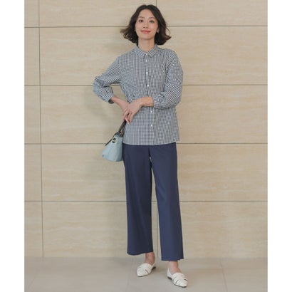 J.PRESS LADIES L 【WEB限定カラーあり】コンパクトエステネージュ シャーリング シャツ ブラウス （サックスストライプ系1）｜詳細画像