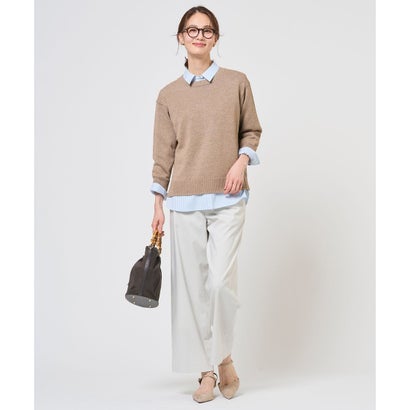 J.PRESS LADIES L 【WEB限定カラーあり】コンパクトエステネージュ シャーリング シャツ ブラウス （【WEB限定】サックスストライプ系2）｜詳細画像