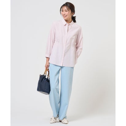 J.PRESS LADIES L 【WEB限定カラーあり】コンパクトエステネージュ シャーリング シャツ ブラウス （【WEB限定】サックスストライプ系2）｜詳細画像