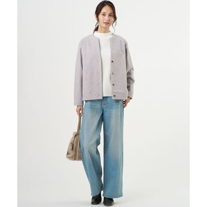 【シーンレスに活躍】針抜きフライス ボトルネック カットソー （ネイビー系）｜詳細画像