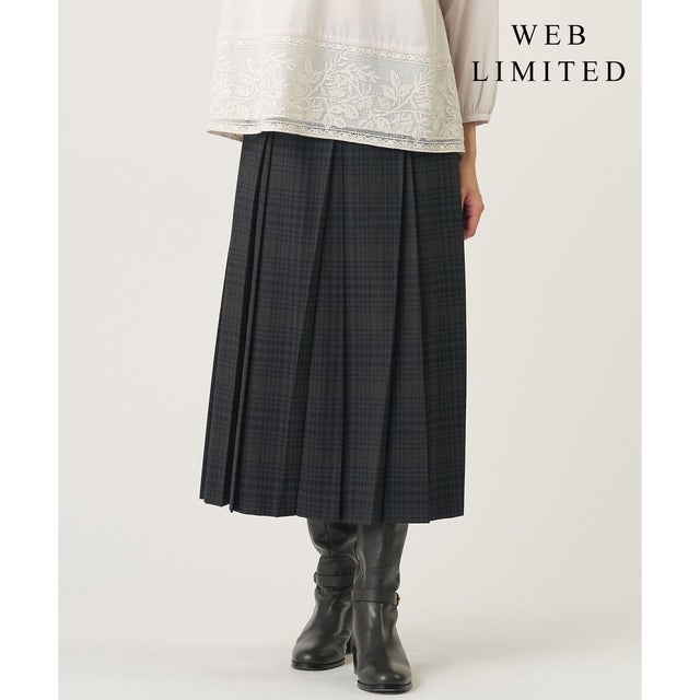 【WEB限定カラーあり】T/W ミルドチェック＆千鳥 プリーツ スカート （【WEB限定】グレーチェック系）