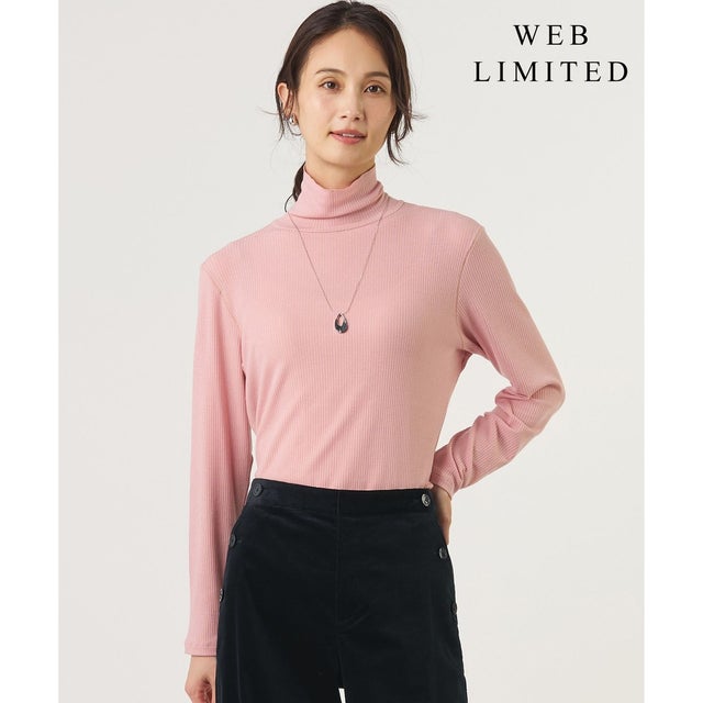 【レイヤードスタイルに・WEB限定カラーあり】カシミヤシルク シアーリブ タートル カットソー （【WEB限定】ピンク系）