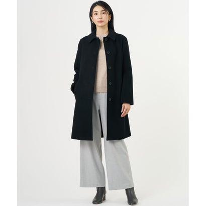 【シーンレスに活躍・人気定番素材】ショートビーバー ロング丈 ステンカラー コート （ブラック系）｜詳細画像