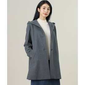 【人気定番素材】ショートビーバー ロング丈 フーデッド コート （ミディアムグレー系）