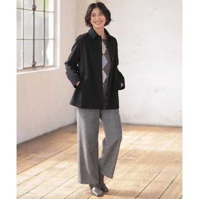 J.PRESS LADIES L 【WEB限定カラーあり・シーンレスに活躍・人気定番素材】ショートビーバー ステンカラー コート （【WEB限定】ブラック系）｜詳細画像