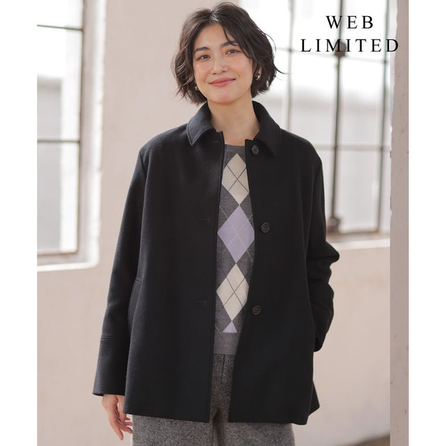 【WEB限定カラーあり・シーンレスに活躍・人気定番素材】ショートビーバー ステンカラー コート （【WEB限定】ブラック系）