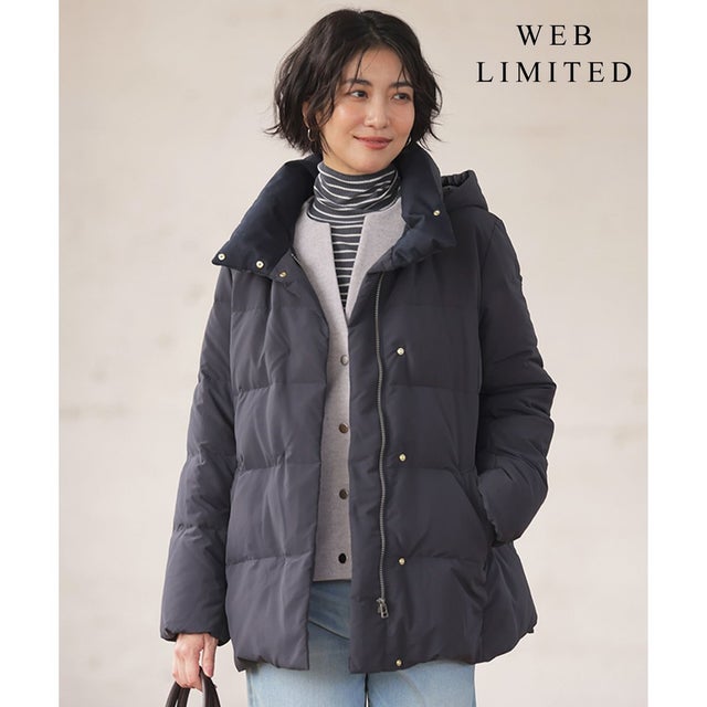 【WEB限定カラーあり・シーンレスに活躍・2way】タフタダウン ミドル丈 コート （【WEB限定】ネイビー系）