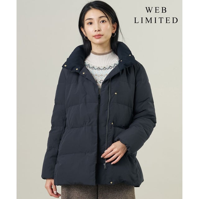 【WEB限定カラーあり・シーンレスに活躍・2way】タフタダウン ミドル丈 コート （【WEB限定】ネイビー系）