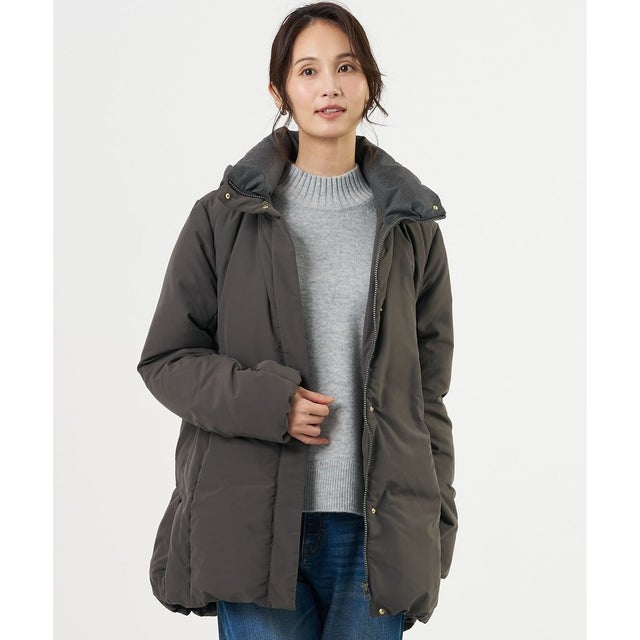 【WEB限定カラーあり・シーンレスに活躍・2way】タフタダウン ステッチレス コート （スレートブラウン系）
