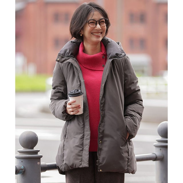【WEB限定カラーあり・シーンレスに活躍・2way】タフタダウン ステッチレス コート （スレートブラウン系）