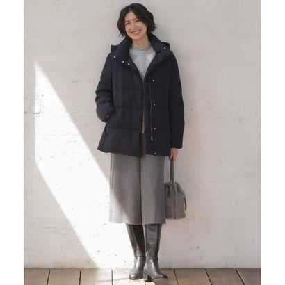 J.PRESS LADIES L 【シーンレスに活躍・2way】ハウンドトゥース ミドル丈 ダウン コート （ネイビー千鳥系）｜詳細画像