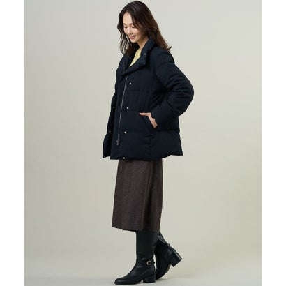 J.PRESS LADIES L 【シーンレスに活躍・2way】ハウンドトゥース ミドル丈 ダウン コート （ネイビー千鳥系）｜詳細画像